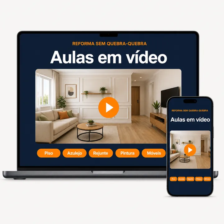 Área de membros do Reforma Sem Quebra-Quebra no notebook e no celular