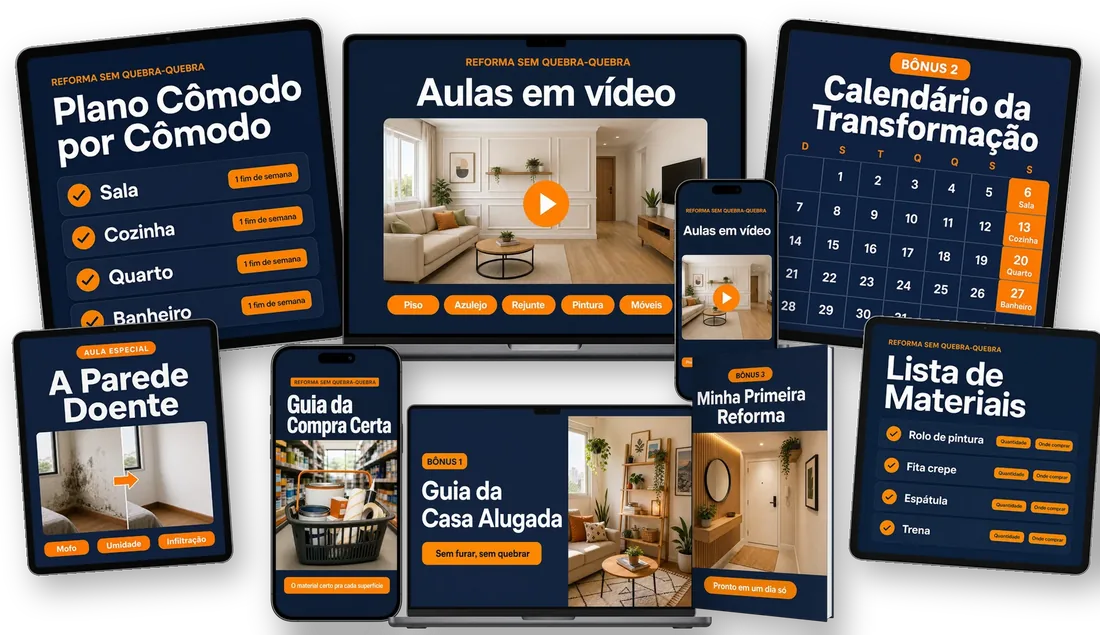 Tudo que vem no curso: aulas em vídeo, aula da parede doente, Plano, Guia, Lista e os 3 presentes